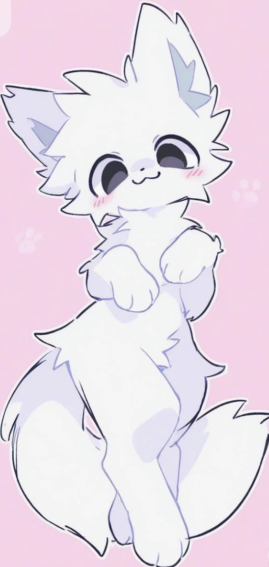 Adorable white furry character by Kitty Arts
