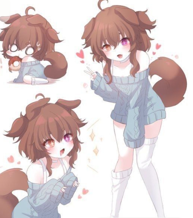 Brown-haired puppy girl character by Kitty Arts